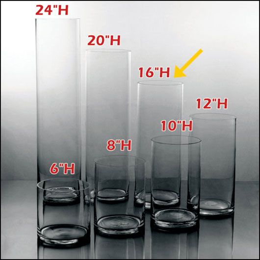  /EA   (4 PCS) 6W X 16H CLEAR GLASS CYLINDER VASES WEDDING WHOLESALE