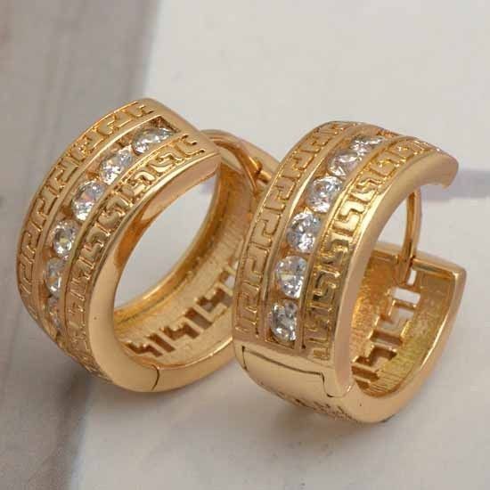 Deluxe 9K Gold Filled CZ Womens Huggies Hoop Earrings X053