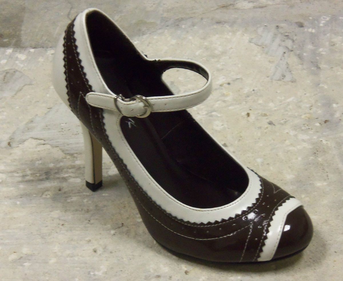 Damita K Dark Brown and White Mary Jane Pumps Regular Price $78 00