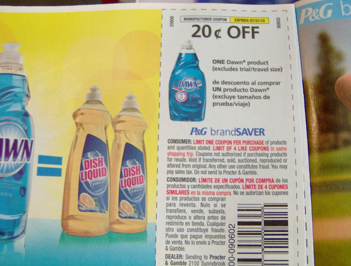 20 Free Dawn Dish Liquid Coupons 20 1 Exp 7 31 12