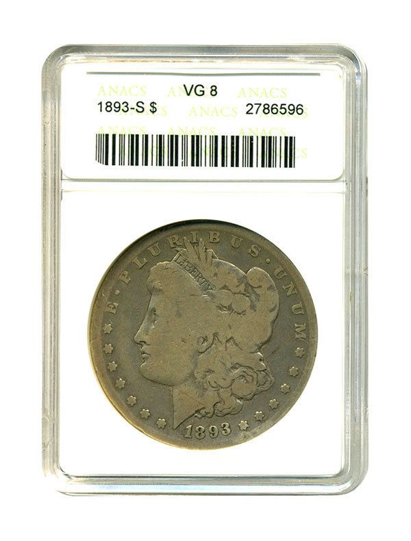 1893 S 1 ANACS VG 8 Morgan Dollar