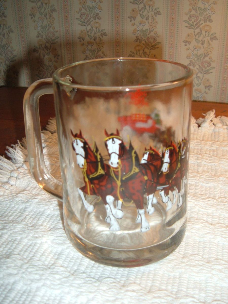 Nice Budweiser Glass Beer Mug Champion Clydesdales