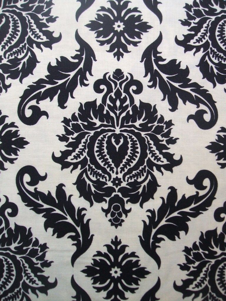 Joel Dewberry Black Cream Damask Cotton Fabric Yard New