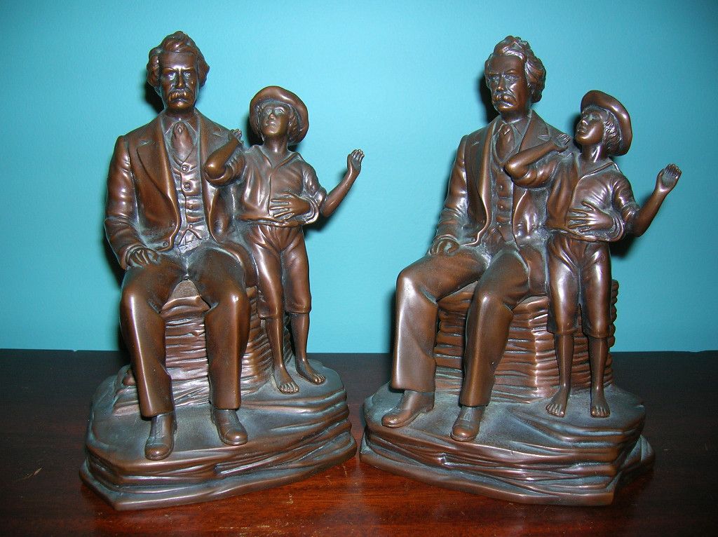 BEST EVER MARK TWAIN TOM SAWYER BOOKENDS JENNINGS BROS NEAR MINT ORIG