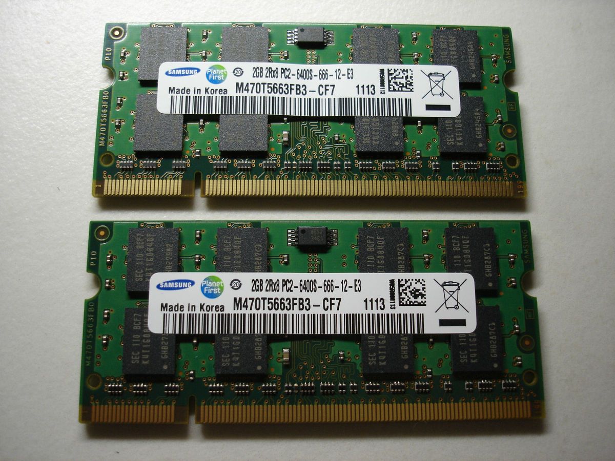 New 4GB 2x2GB DDR2 800 MHz PC2 6400 SODIMM Samsung RAM