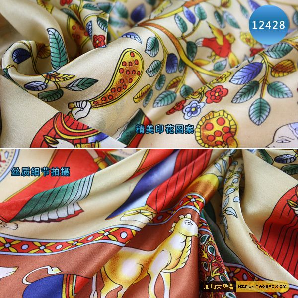  Scarves Women Silk Head Scarf Wishing Tree Printing Shawl