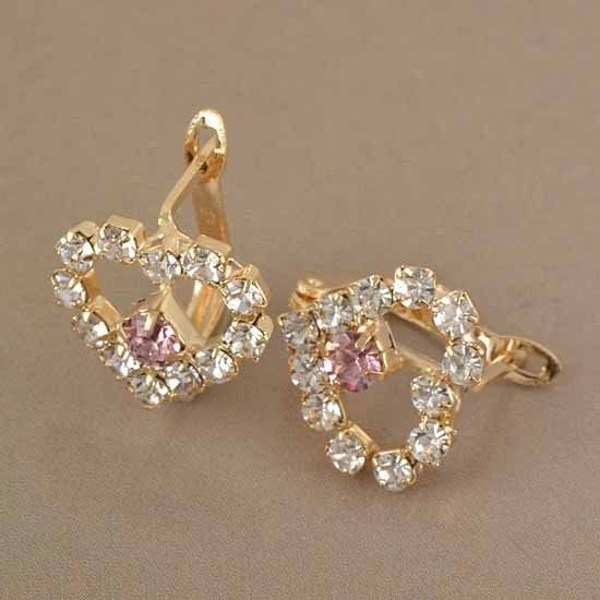 Hot 9K Gold Filled CZ Heart Accent Womens Hoop Earrings X069