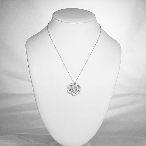 CZ Rose Petal 925 Sterling Silver Necklace Pendant