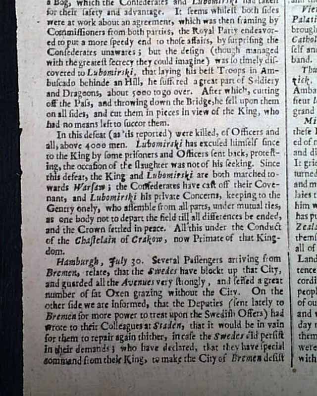 The Great Plague Black Death London 1666 Old Newspaper