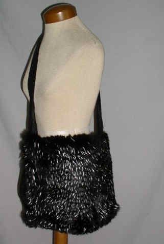 Dacoma Design Black Purse w Silver Painted Fur