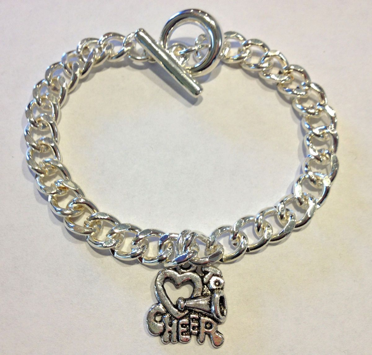 Set of 12 silver cheerleader cheerleading spirit charm bracelets BRAND