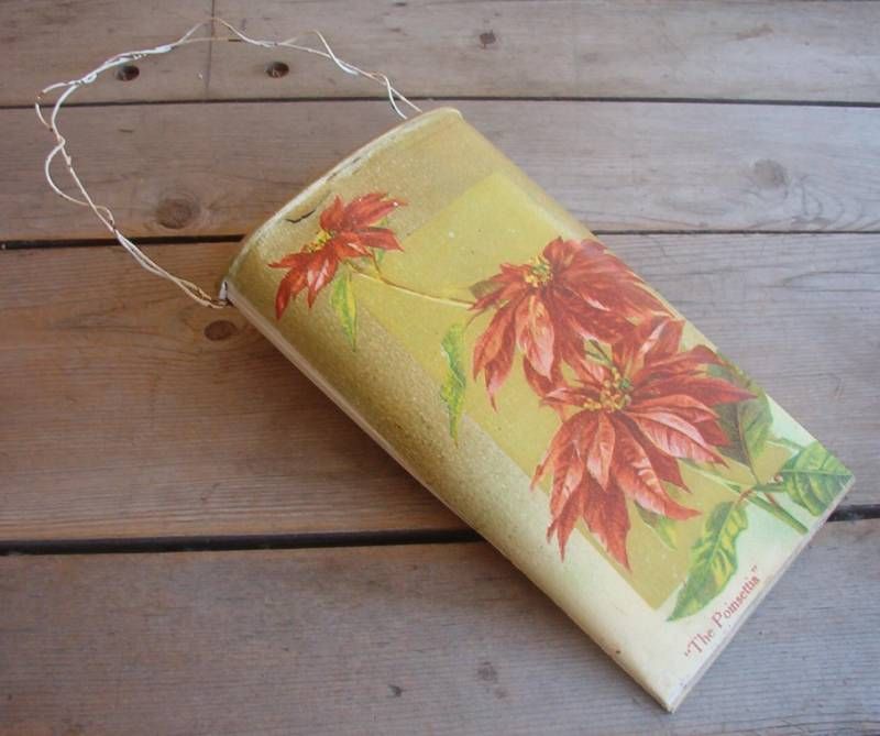 Decor Large Tin Wall Pocket Basket The Poinsettia Xmas