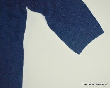 New David Brooks Womens Dark Blue Knit Sweater Size XL 3 4 Sleeves