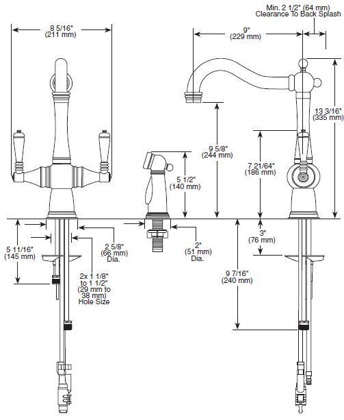  RB Tresa Two Handle Kitchen Sink Faucet Oil Rubbed Bronze