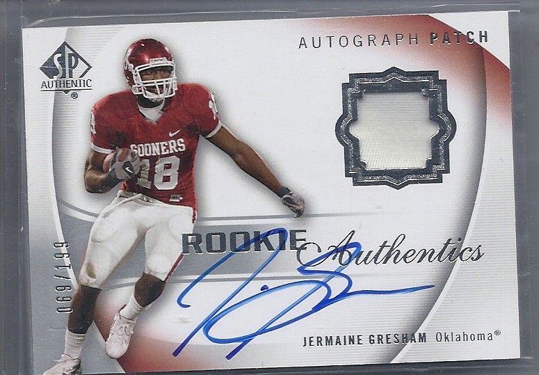 2010 SP Authentic Rookie Auto Patch Jermaine Gresham SICK ON CARD AUTO