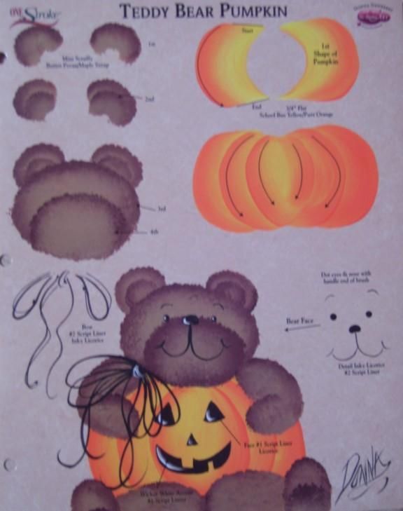 Donna Dewberry RTG Bearpumpkin Worksheet One Stroke New