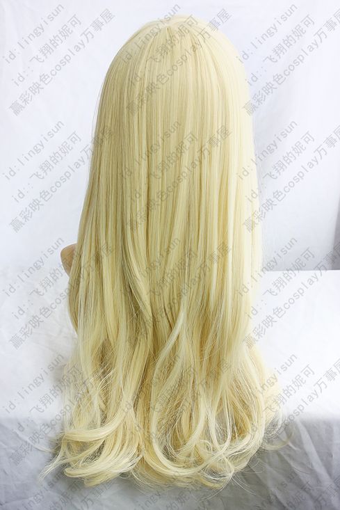 COS Wigs Kashiwazaki Sena Long Light Blonde Cosplay Wavy Wig 80cm