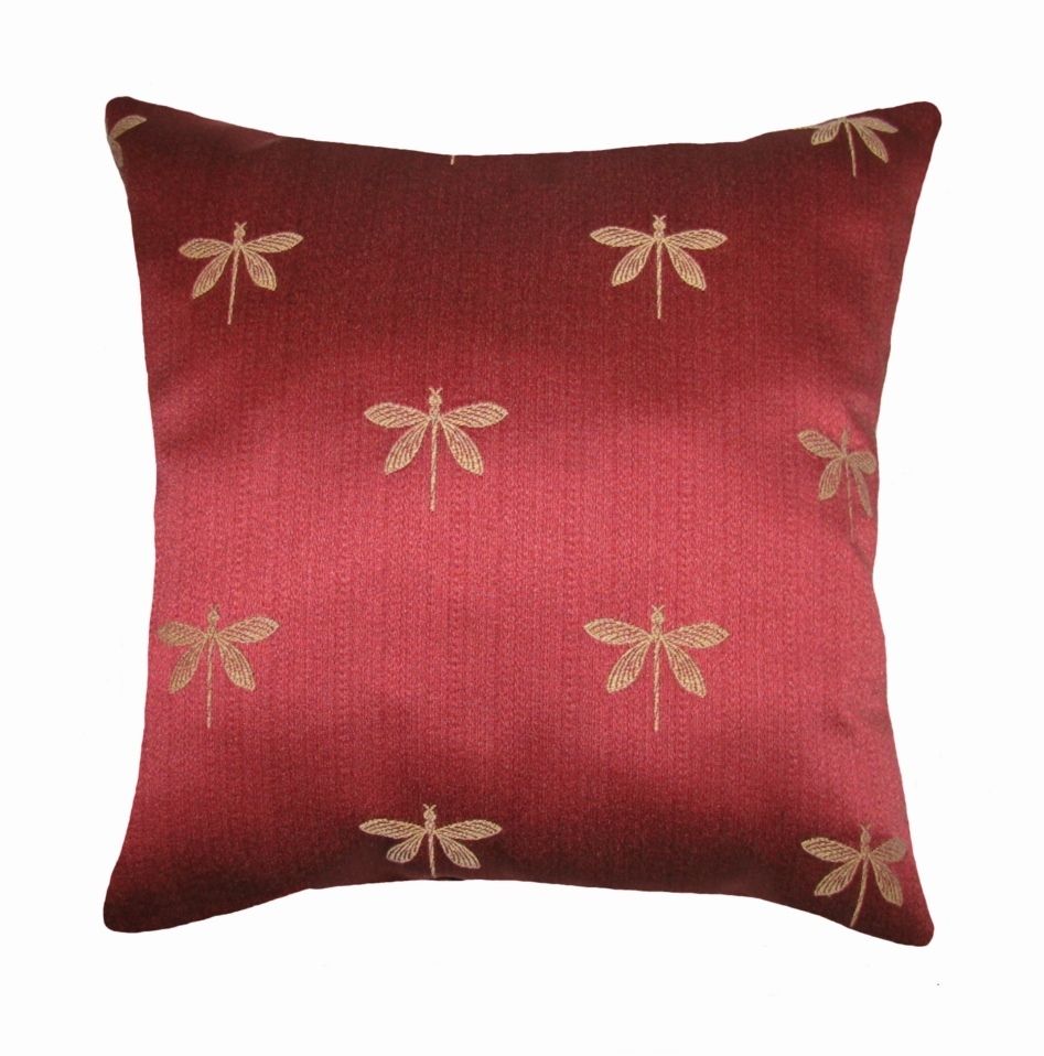  Dragonfly Crimson Decorative Throw Pillow Lumbar or Square