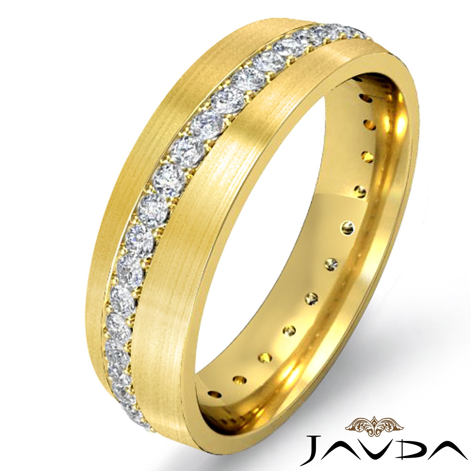  Pave Diamond Wedding Dome Band 14k Gold Yellow Mens Eternity Ring