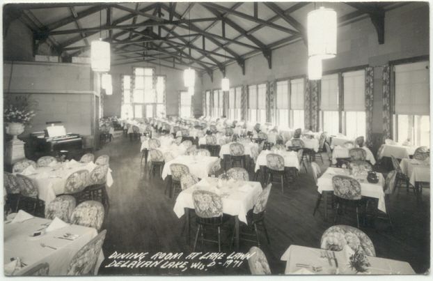 Delavan Lake WI Dining Room At Lake Lawn c1940s RPPC Postcard