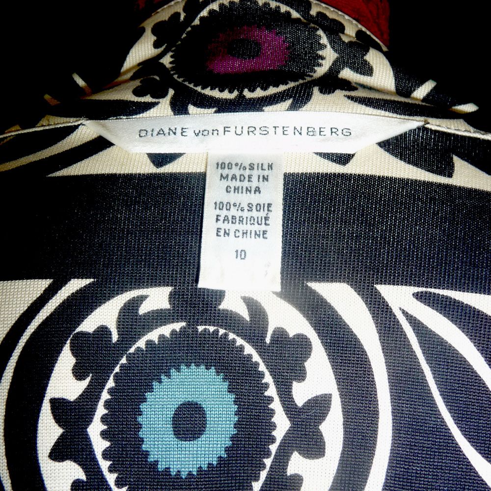 Diane Von Furstenberg Silk Jersey Wrap Dress Sz 10 Chic Ethnic Bokhara