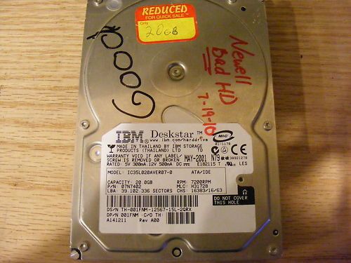 Bad Desktop Hard Drive IDE IBM IC35L020AVER07 0 102646228326