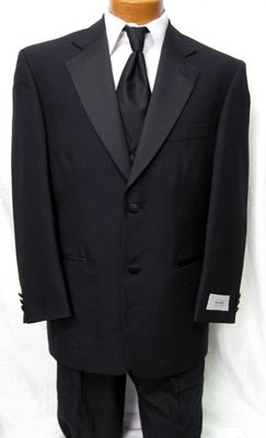 Brand New Mens Devin Michaels Black 2 Button Notch Tuxedo Wedding Prom