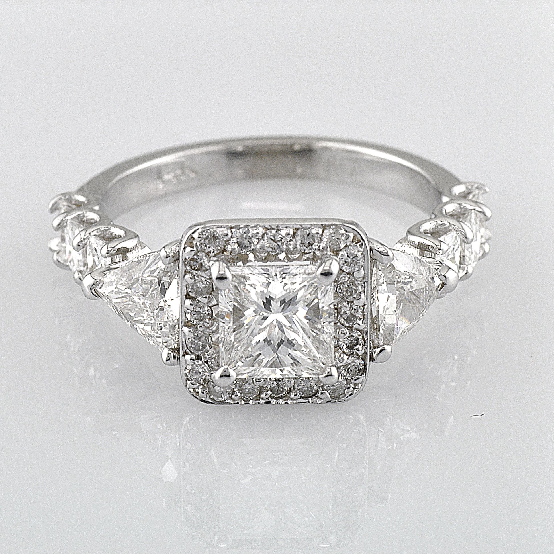 Diamond Engagement Ring 2 93 Ct Princess Cut 18K White Gold Exclusive