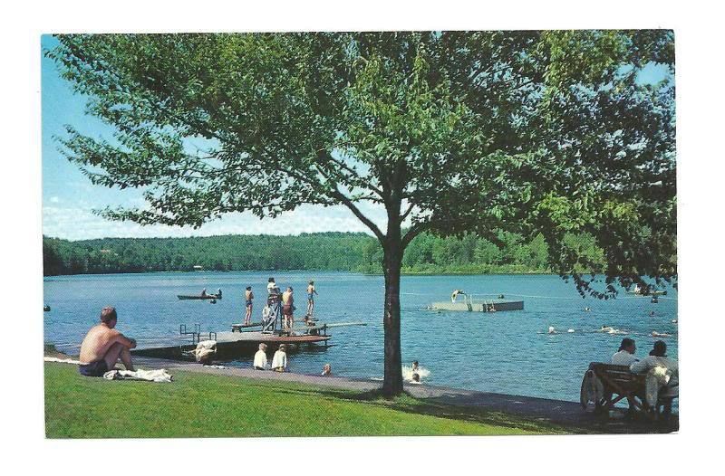 Laurens NY Gilbert Lake Beach Diving Boards Raft Vtg PC