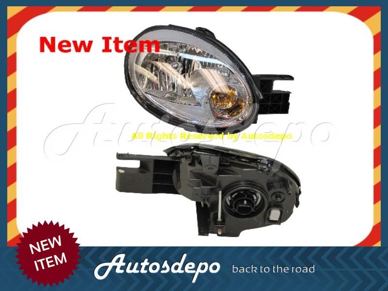  dodge neon headlamp w chrome housing w bulb socket rh passenger side