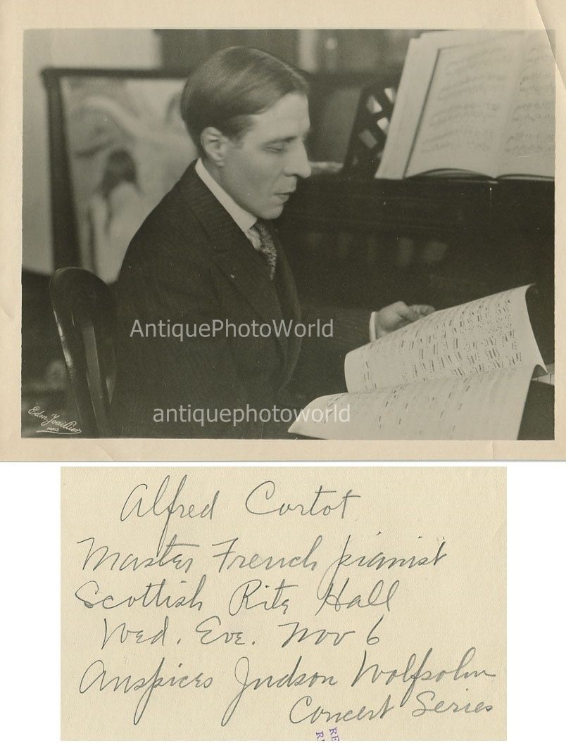 Alfred Cortot French Swiss pianist conductor w music sheet antique