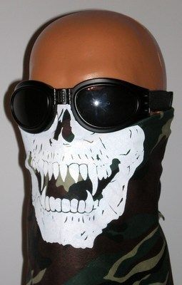 CaMoUfLaGe SKULL FACE MASK Neck Scarf PAINTBALL GREEN ARMY CAMO
