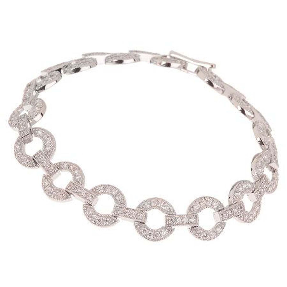   HARLOW INSPIRED STERLING SIMULATED DIAMOND CIRCLE 7 5 LINK BRACELET