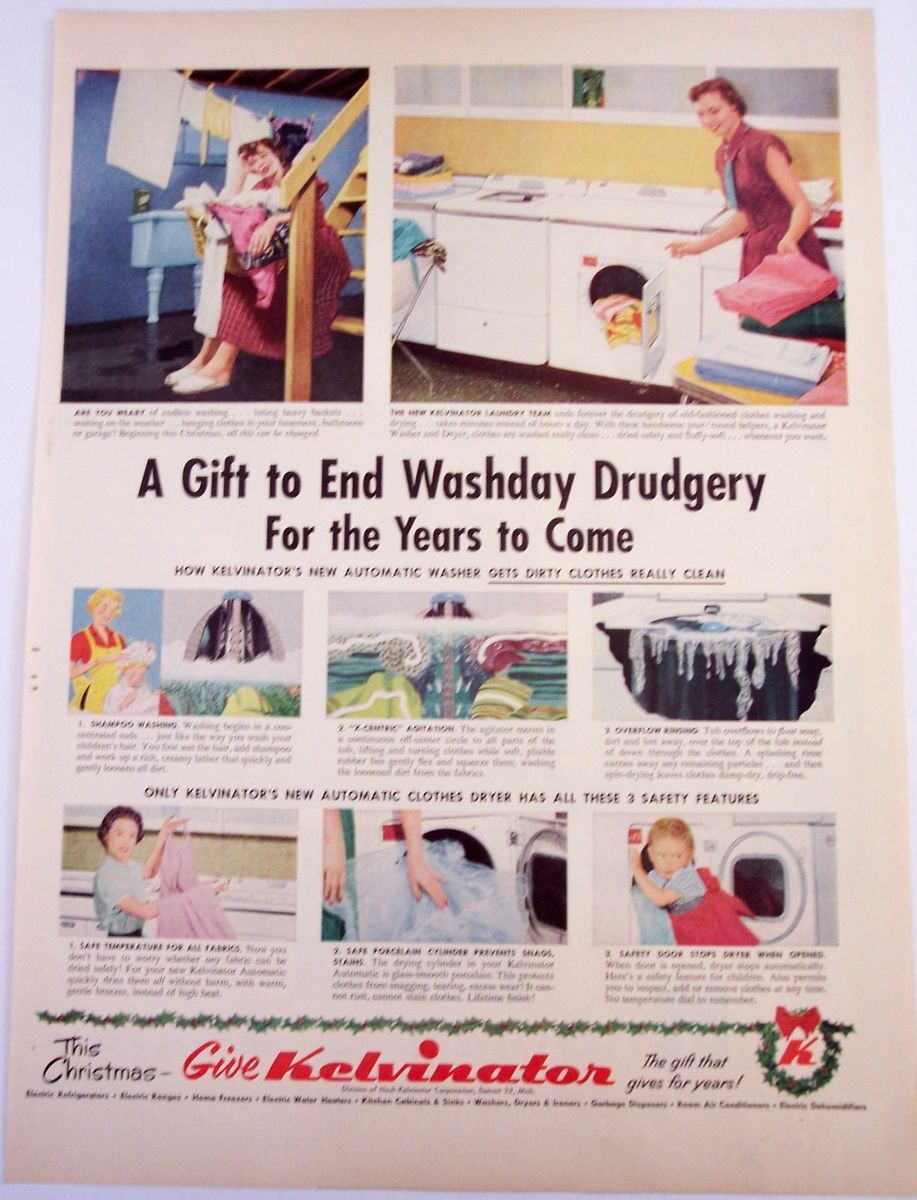 1953 Vintage Appliance Ad Kalvinator Clothes Washer for Christmas