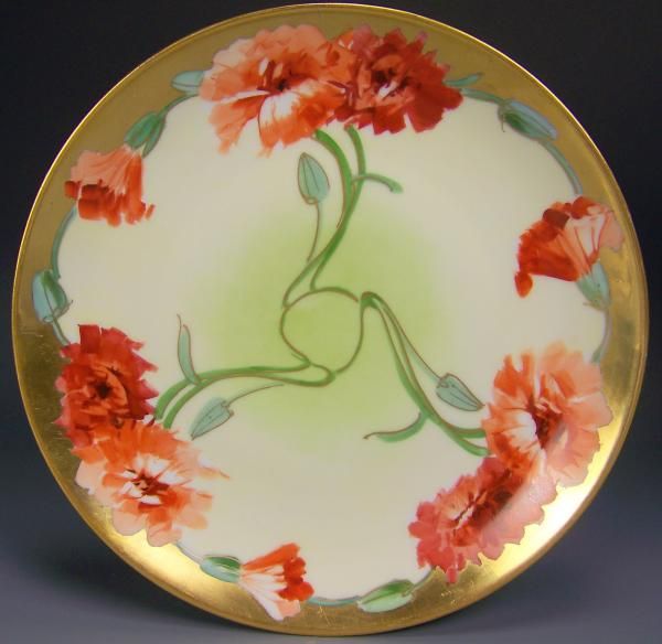 Bavaria Hand Painted Carnations Conventional Plate