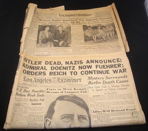   NEWSPAPER 1945 World War II WWII WW II Admiral Doenitz Third Reich