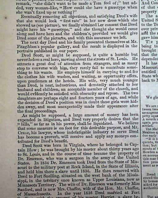 RARE Dred Scott Case Slavery 1857 Newspaper w Prints