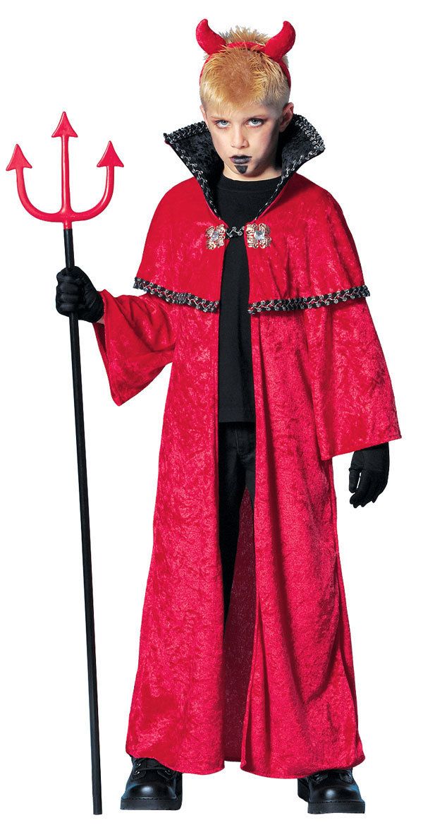  Satan Lucifer Gothic Red Robe Dress Up Halloween Child Costume