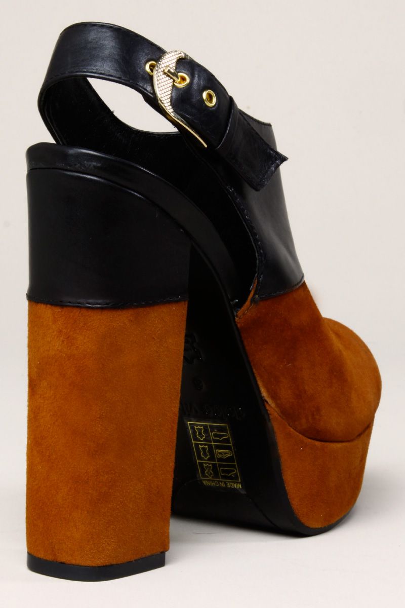 Dolce Vita Joanna Platform Shoes Two Tone Leather Booties Black Brown