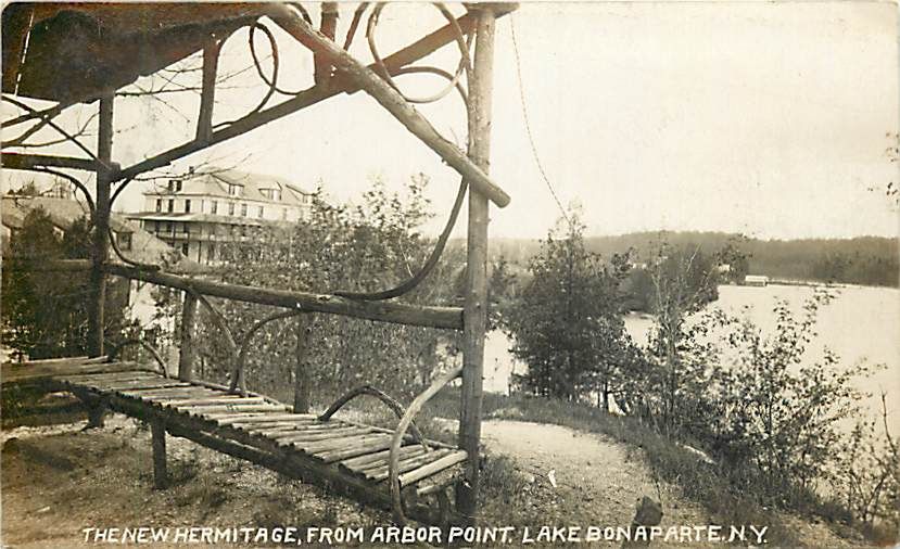 NY LAKE BONAPARTE NEW HERMITAGE FROM ARBOR POINT RPPC EARLY K53211