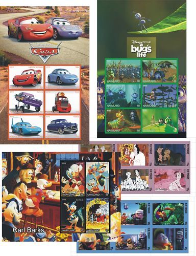 DISNEY 101 DALMATIANS DONALD CARS A BUGS LIFE 5 S SHEET MNH