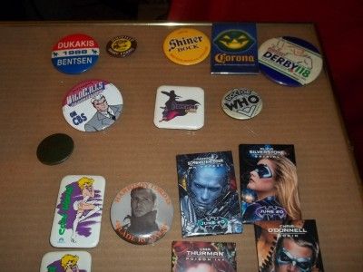  Badges Pinbacks Batman Bladeruner Dukakis Derby D C Beer Milk