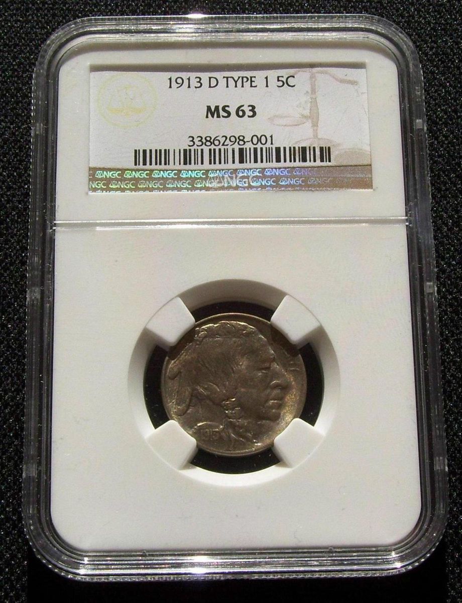  1913 D Type 1 Buffalo NGC MS63 Nice Coin