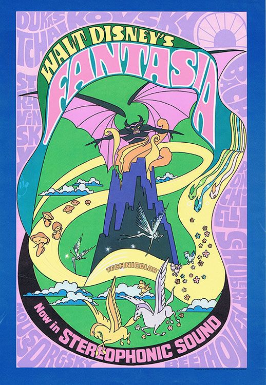 Orig One Sheet Movie Poster Walt Disneys Fantasia from 1970 Mint