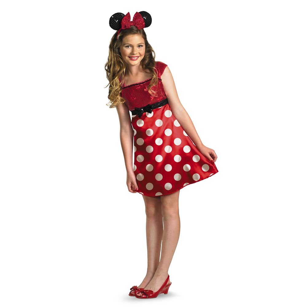 Girls Minnie Mouse Costume Ears Red Mini Teen Teens Juniors Childs