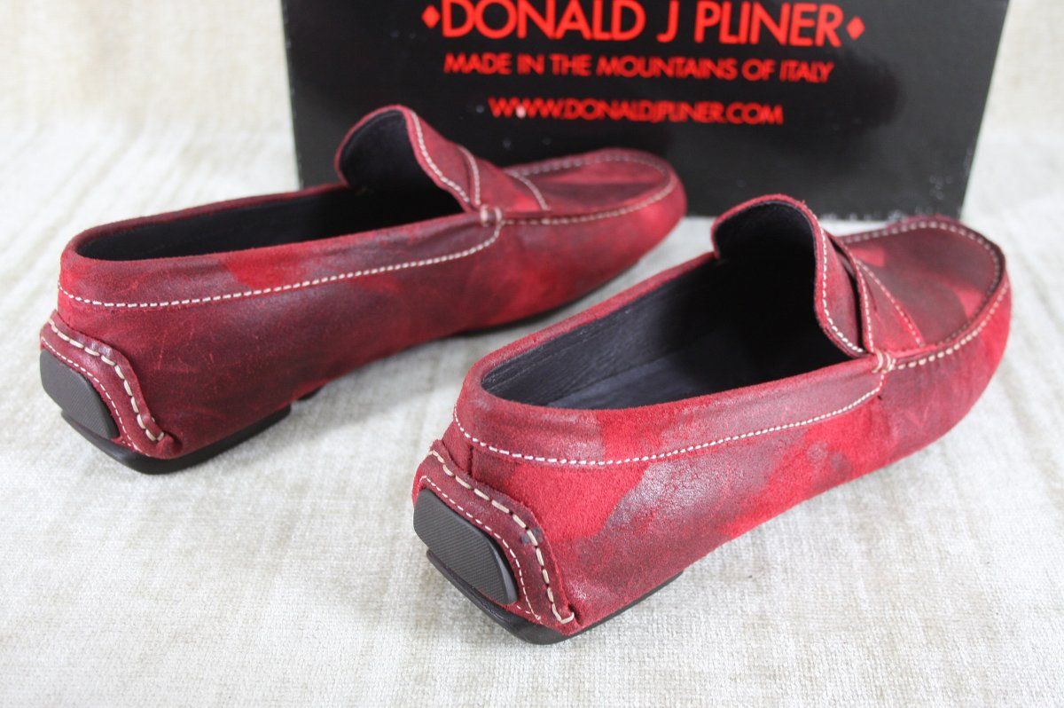 Donald J. Pliner Mens Vince Red Distressed Suede Loafers size 9 $210