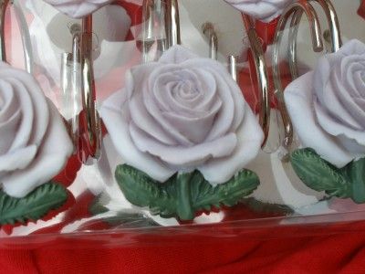 LAVENDER LILAC ROSE SHOWER HOOKS SET FLOWER DECOR