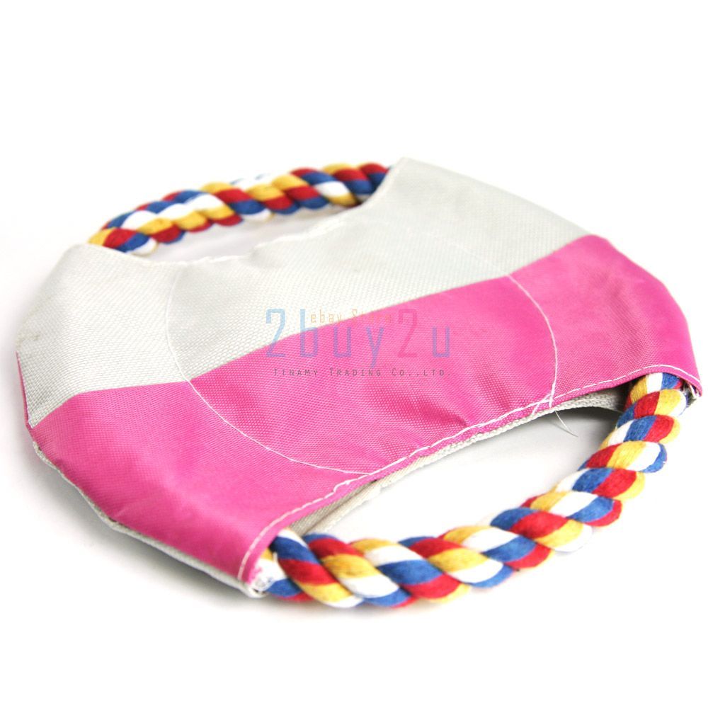 Pet Dog Puppy Cat Chews Throw Rope Flying Disk Frisbee Tug Toy