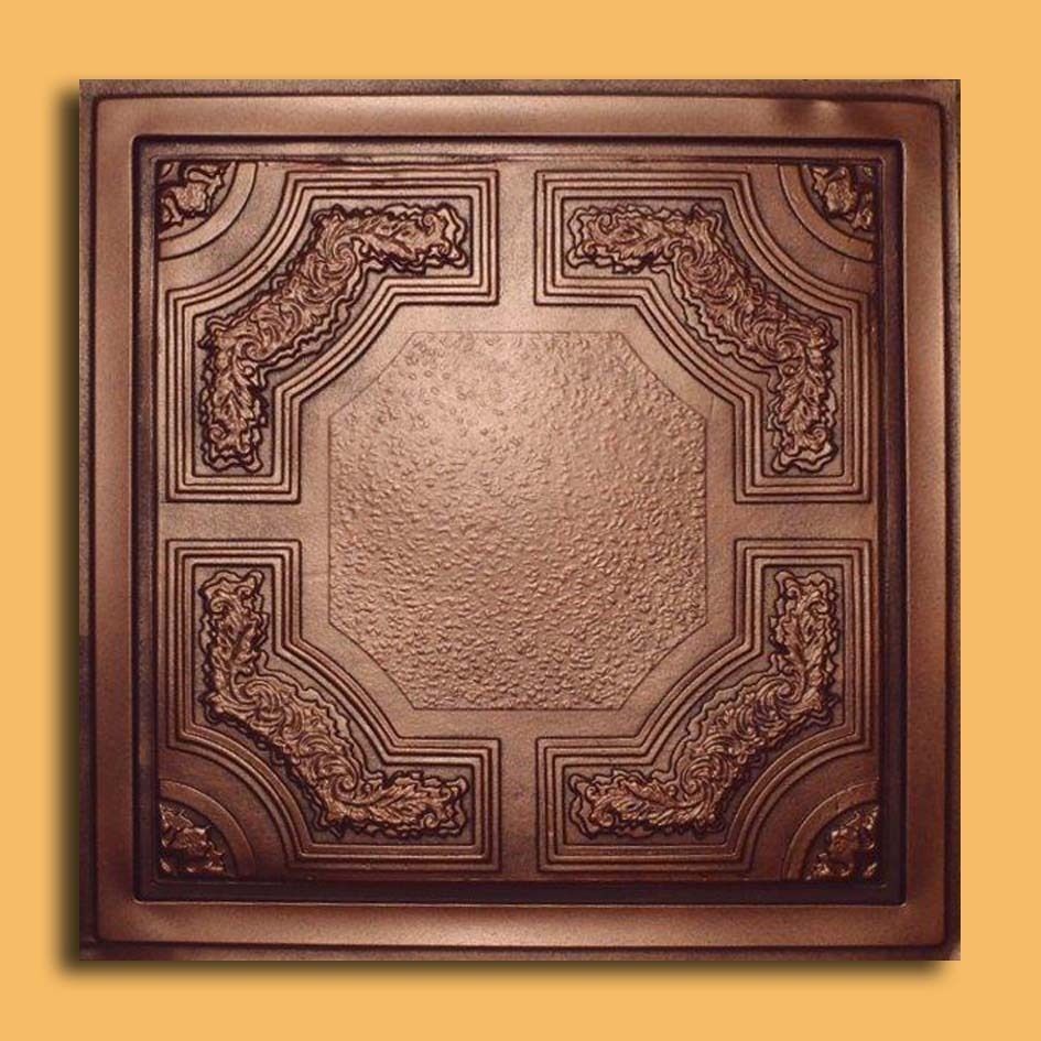 Drop in or Glue on Universal 24x24 PVC Ceiling Tile Caracas Copper