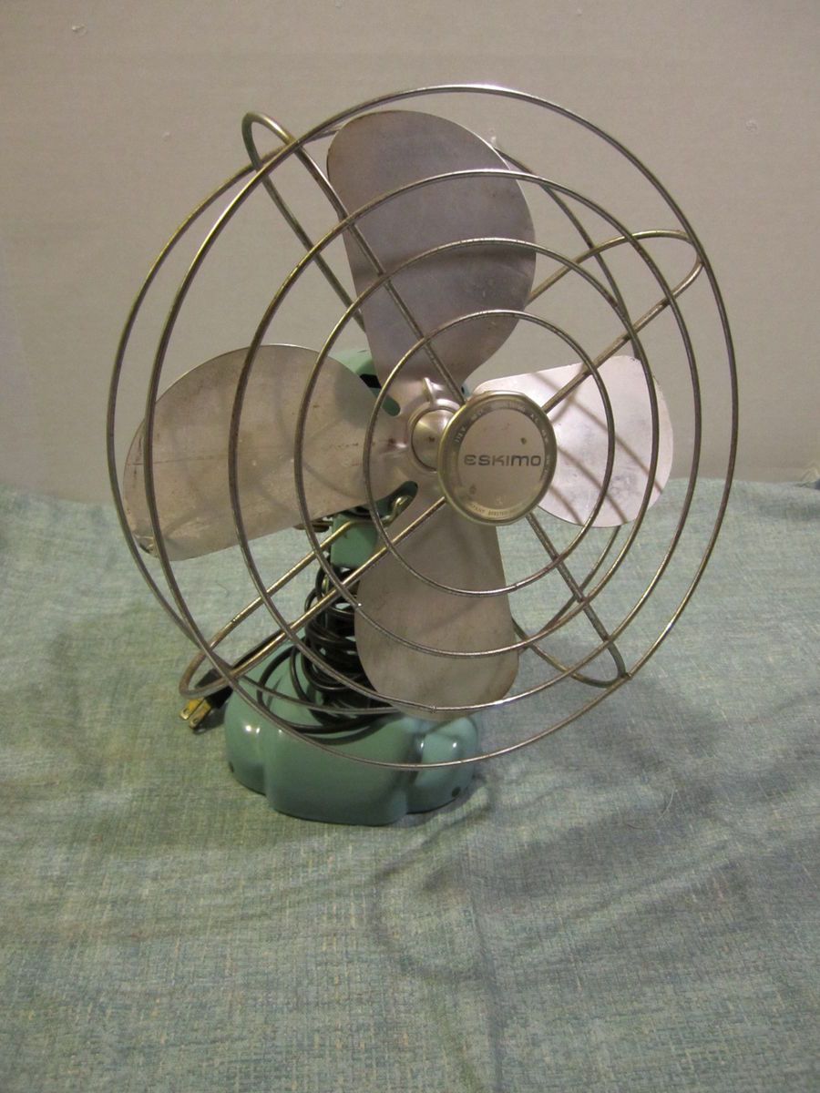 Vintage Mcgraw Eddison ESKIMO ELECTRIC FAN Aqua Retro WORKS FREE